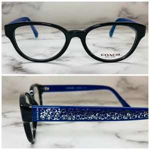 Coach Oval Black/Blue And Silver Eyeglasses Glasses Frames NWOT